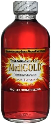 Sirius Metals True Colloidal Gold 250 mL bottle close up showing purity details