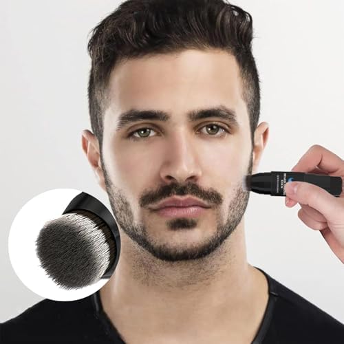 Close up of the blending brush side of the OKAQEE facial hair thickener for men.