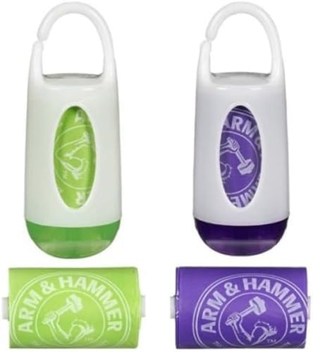 Two count portable diaper waste bag dispensers with lavender scented refills