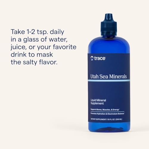 Full spectrum liquid ionic trace minerals for hydration and energy supplement bottle
