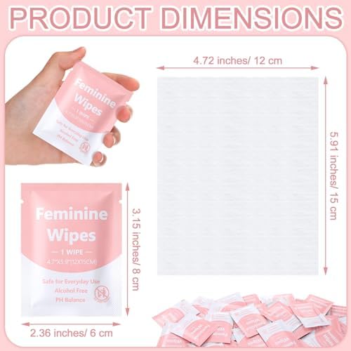 Pink individual packets of Dansib unscented women's wipes for travel.