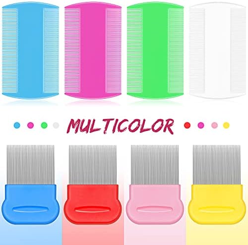 Full collection of eight multicolored lice and flea combs for home use.