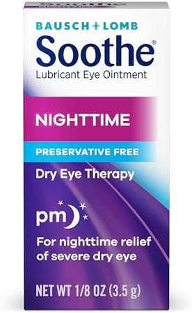 Bausch and Lomb nighttime dry eye relief ointment 3.5 grams tubes with moon and stars icon.