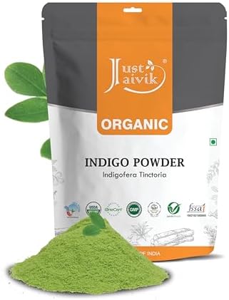 Finely ground green natural indigo powder for chemical free hair coloring