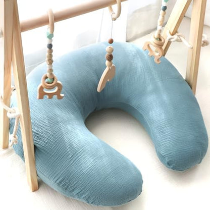 Detailed view of breathable cotton nursing pillow slipcover