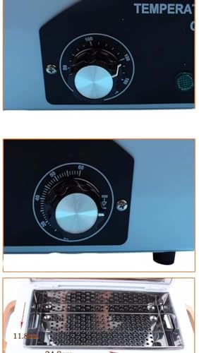 Professional metal nail tools inside Smedent heat sterilizer cabinet