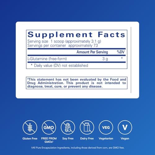 Pure Encapsulations L-Glutamine powder supplement tub