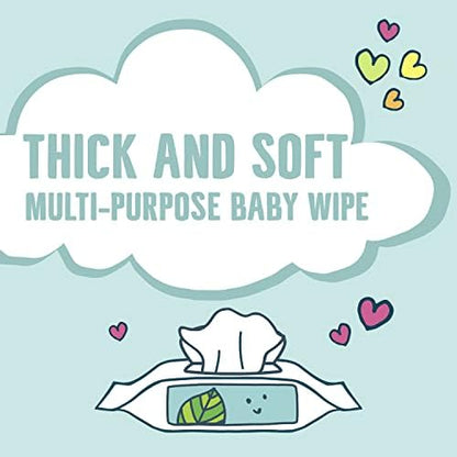 Stack of twelve soft baby wipes packs included inside the bulk packaging box.