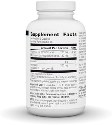 Source Naturals Activated Quercetin bioflavonoid complex supplement facts label showing ingredients