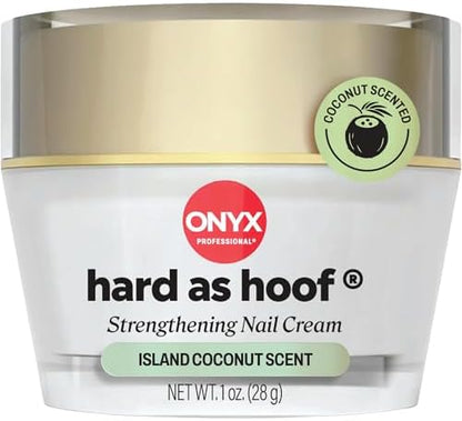 Onyx Professional Hard As Hoof nail cream jar with coconut scent