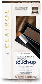 Clairol temporary gray hair root cover up powder compact open with mirror and brush