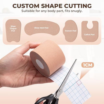 Adhesive blister prevention tape applied to the back of a heel for friction reduction.