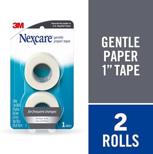 Side view of Nexcare paper tape roll demonstrating the lightweight non woven paper texture.