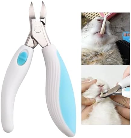 Blue and white ergonomic handle of small animal tooth clipper