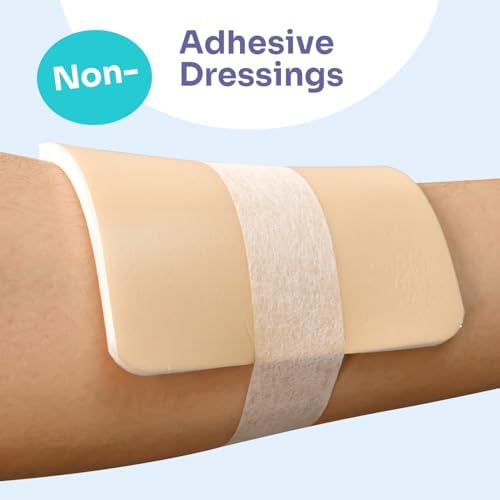 Conkote four by four inch sterile dressings being cut to custom wound shape.