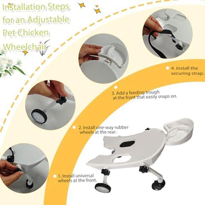 Rear view of the chicken rehabilitation trolley emphasizing the spacious leg slots and sturdy balancing design.