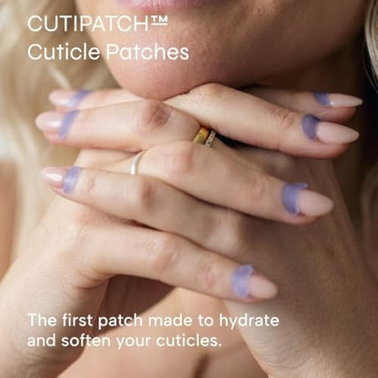 Close up of Cutipatch mess free cuticle patch applied to a finger