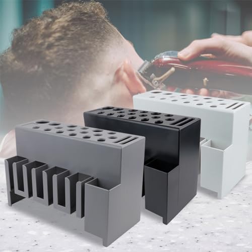 CestoMen white hair cutting tools holder installed at a clean modern barber workstation