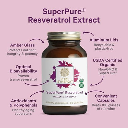 Pure Synergy Resveratrol capsules showing organic Japanese knotweed source