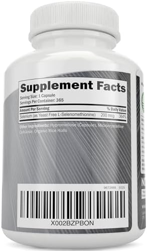 Purely Holistic yeast free selenium capsules bottle for thyroid and heart health support