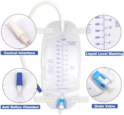 32 Ounce large capacity urinary drainage bag with 18 inch tubing