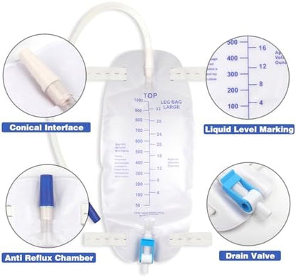 32 Ounce large capacity urinary drainage bag with 18 inch tubing