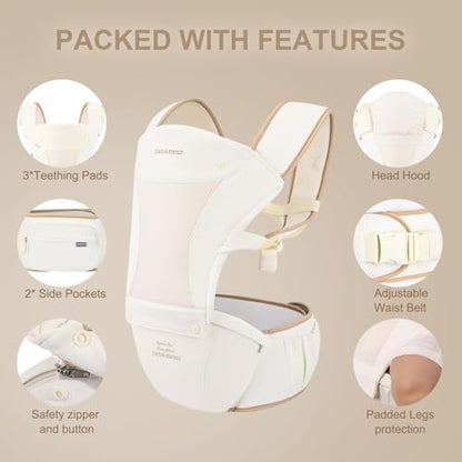 Bebamour baby carrier showing adjustable waist and lumbar support