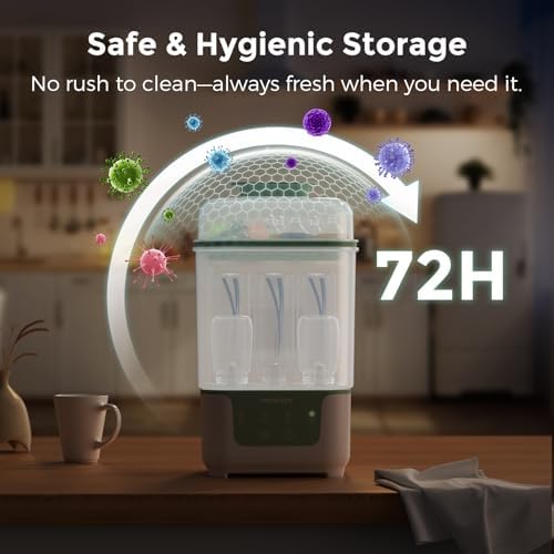 Momcozy 4 in 1 bottle sterilizer for breast pump parts and pacifiers