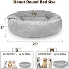 JOEJOY Small Dog Bed Cat Bed with Hooded Blanket, Cozy Cuddler Luxury Puppy Pet Bed, Donut Round Calming Anti-Anxiety Dog Burrow Cave Bed - Anti-Slip Bottom and Machine Washable 23 inch - Image 3