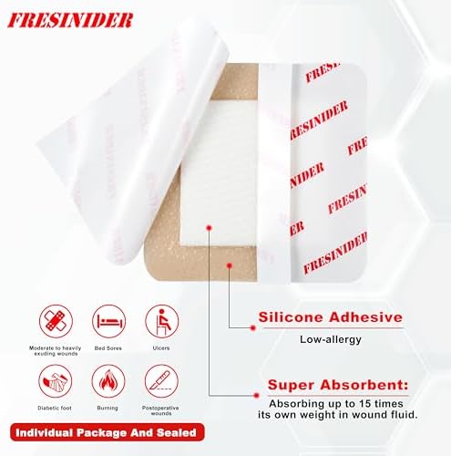 FRESINIDER medical grade silicone border bandage being applied to a clean skin surface