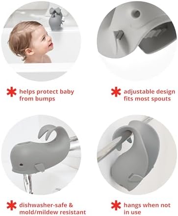 Side profile of Skip Hop Moby grey faucet protector