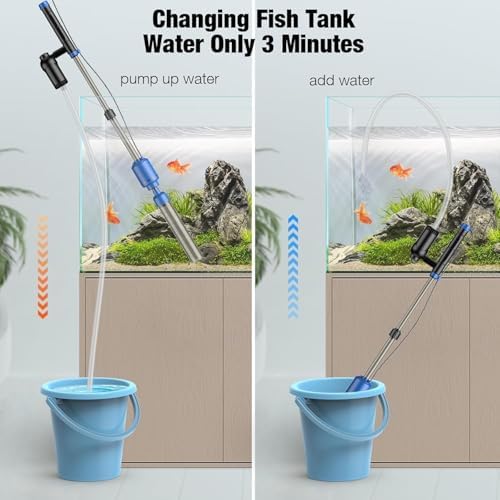 Close up of aquarium gravel vacuum nozzle during sand washing