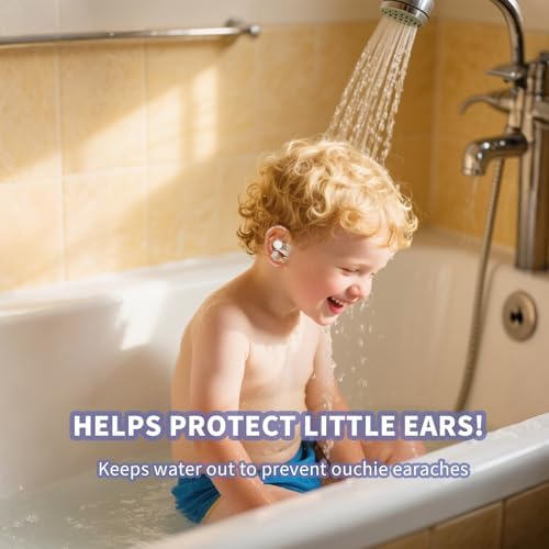 Travel ready compact pack of KOMIDK kids waterproof ear protection patches for swimming and water sports.