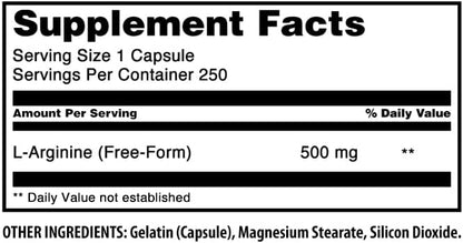 Side view of Amazing Formulas L-Arginine capsule bottle