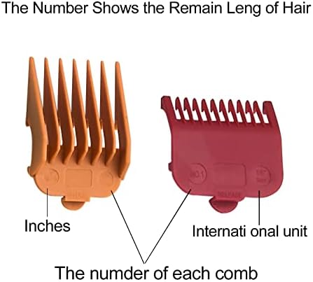 Close up of hair clipper guard sizes 1.5mm to 25mm