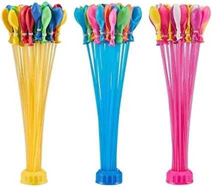 Close up view of patented rapid fill stems connected to a garden hose tap.