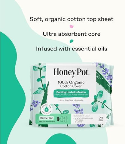 The Honey Pot Company plant-derived feminine care liners for women with essential oils.