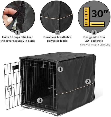 Machine washable black polyester pet privacy crate cover folded neatly.