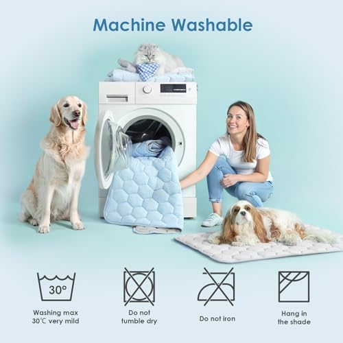 EHEYCIGA high cooling index dog mat placed on a car seat for summer travel.