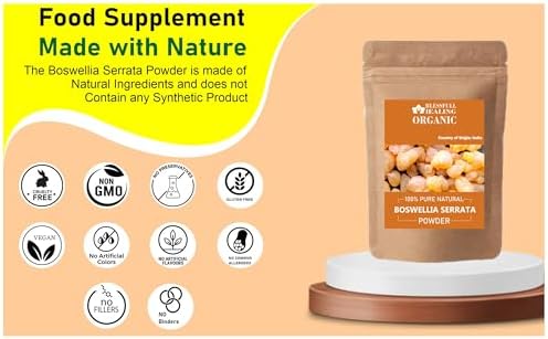 Blessfull Healing Boswellia Serrata packaging details and nutritional information label.