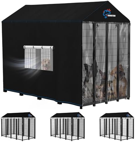 SIRUITON 600D Oxford fabric waterproof dog kennel cover with transparent window