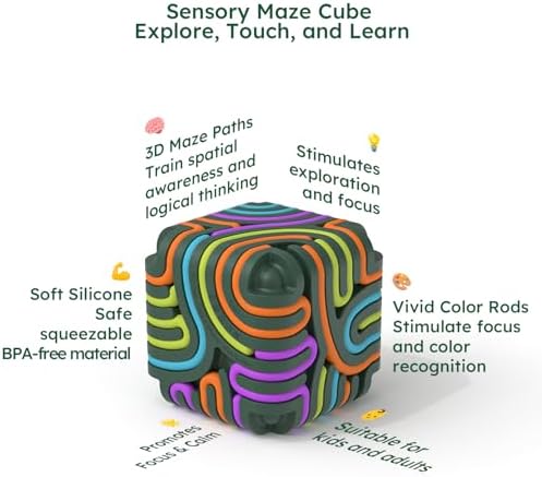 A child playing with the multi-colored Accevo autism toy for fine motor skills development.