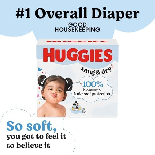 Side profile of Huggies Snug and Dry diaper packaging