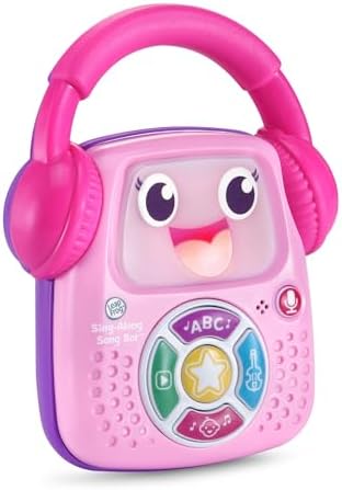 LeapFrog pink robot toy showing illuminated light up face screen