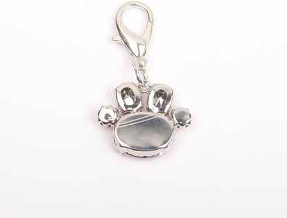 Lobster claw clasp detail on rhinestone dog collar charm