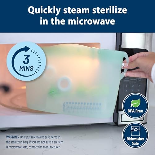 Side view of Dr. Brown's steam sterilizing bag with grip handles