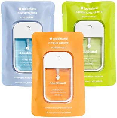 Touchland Hydrating Hand Sanitizer Spray, FRESH Trio Set (Mint, Citrus, Lemon Lime), 1 FL. OZ. Travel Size Power Mist Sprays (Set of 3) - Image 1