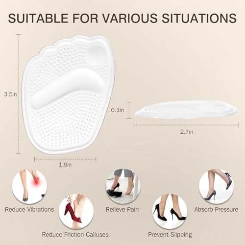 Self-adhesive ball of foot cushions for high heel comfort and support.