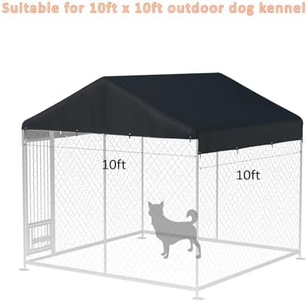 MDHAO 600 Denier black dog cage roof canopy with elastic cords