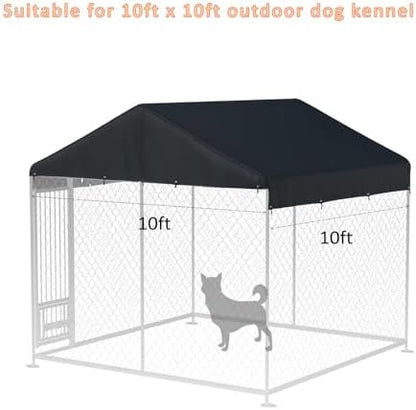 MDHAO 600 Denier black dog cage roof canopy with elastic cords